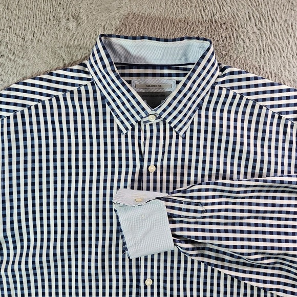Johnston & Murphy Other - Johnston & Murphy Shirt Men XL Flip Cuff Button Up‎ Long Sleeve Blue Striped